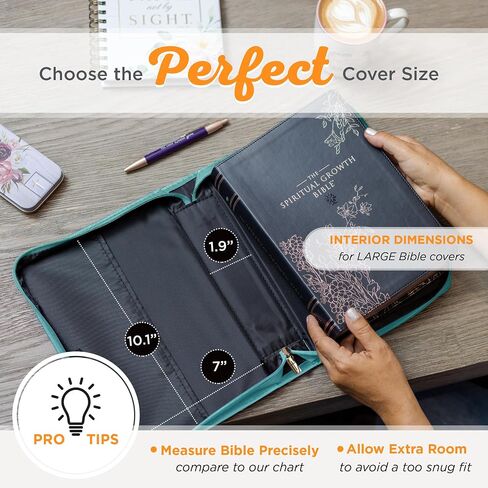 Christian Art Gifts Women's Fashion Bible Cover Strength and Dignity Proverbs 31:25, Teal Faux Leather, Large in Saudi Arabia