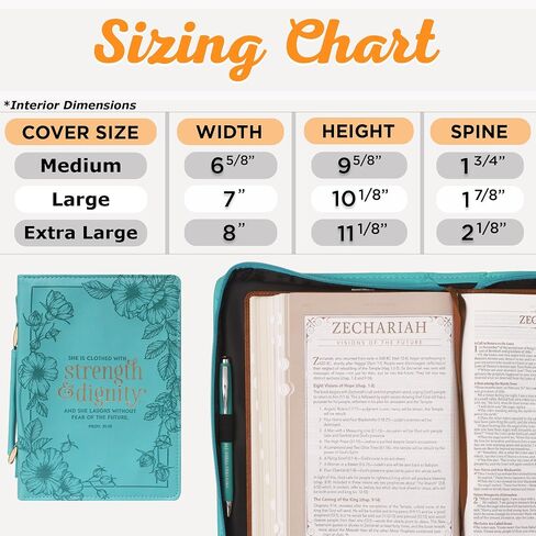 Christian Art Gifts Women's Fashion Bible Cover Strength and Dignity Proverbs 31:25, Teal Faux Leather, Large in Saudi Arabia