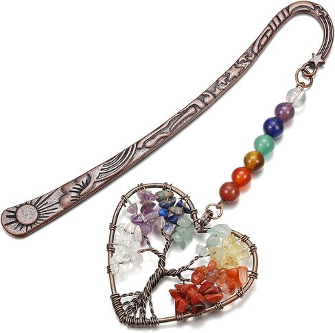 Vintage Heart Chakra Crystal Bookmark Crystals Gemstone Life Tree Pendant Charm Book Marker Gift in Kuwait