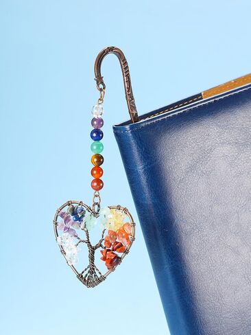 Vintage Heart Chakra Crystal Bookmark Crystals Gemstone Life Tree Pendant Charm Book Marker Gift in Kuwait