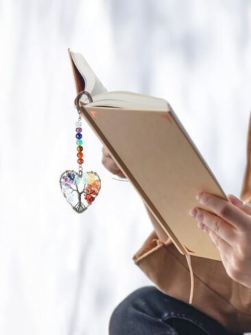 Vintage Heart Chakra Crystal Bookmark Crystals Gemstone Life Tree Pendant Charm Book Marker Gift in Kuwait