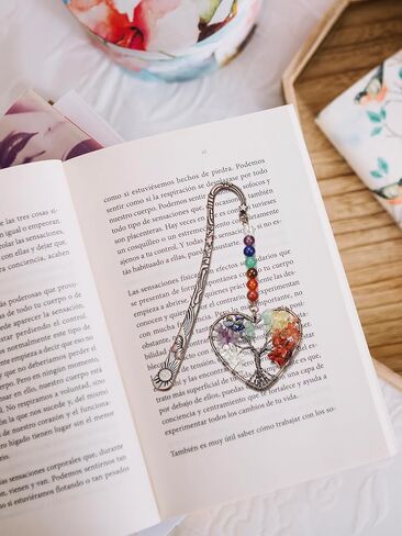 Vintage Heart Chakra Crystal Bookmark Crystals Gemstone Life Tree Pendant Charm Book Marker Gift in Kuwait