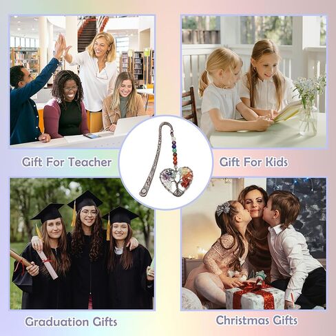 Vintage Heart Chakra Crystal Bookmark Crystals Gemstone Life Tree Pendant Charm Book Marker Gift in Kuwait