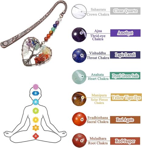 Vintage Heart Chakra Crystal Bookmark Crystals Gemstone Life Tree Pendant Charm Book Marker Gift in Kuwait