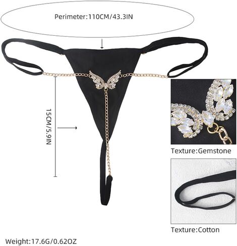 المرأة مثير كريستال G- سلسلة ثونغ حجر الراين حرف T الظهر البطن الخصر سلسلة الملابس الداخلية البسيطة الجسم الحلي (الولايات المتحدة، ألفا، حجم واحد، عادي، عادي، الجناح الذهبي) in Kuwait