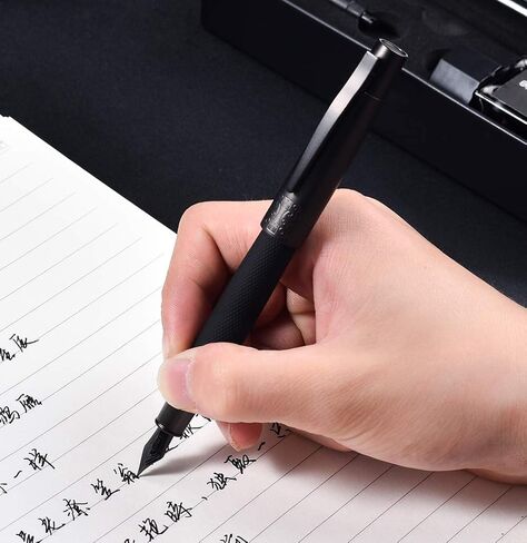 قلم حبر هونغديان 6013 أسود غير لامع، تيتانيوم أسود فائق النعومة مع مجموعة علب هدايا معدنية in Kuwait