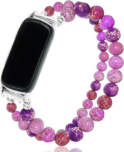 C&L Accessories Bracelets Compatible with Fitbit Luxe Bands for Women Girls Beaded Wristband Adjustable Gemstone Replacement Straps for Fitbit Luxe in Saudi Arabia