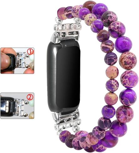 C&L Accessories Bracelets Compatible with Fitbit Luxe Bands for Women Girls Beaded Wristband Adjustable Gemstone Replacement Straps for Fitbit Luxe in Saudi Arabia