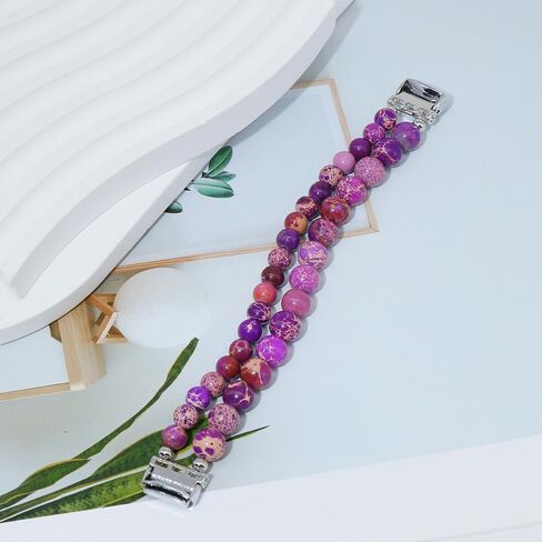 C&L Accessories Bracelets Compatible with Fitbit Luxe Bands for Women Girls Beaded Wristband Adjustable Gemstone Replacement Straps for Fitbit Luxe in Saudi Arabia