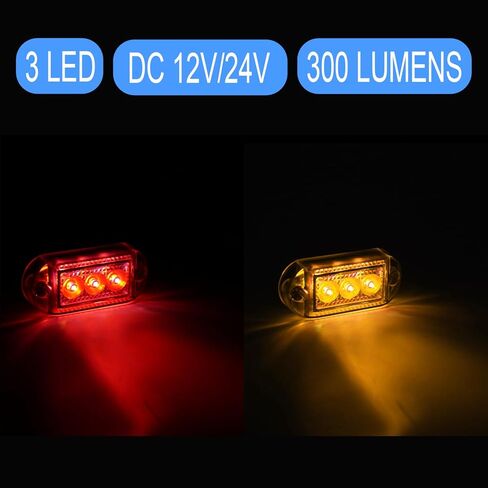 Side Marker Lights 4Pcs Red Amber DC 12V 24V IP65 Waterproof Clearance Light for Truck Trailer (2 Amber + 2 Red) in Saudi Arabia