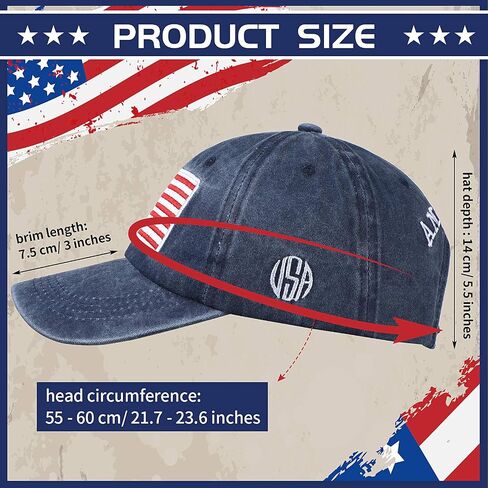 Haysandy 4 Pieces 4th of July Patriotic American Flag Embroidered Baseball Caps Adjustable USA Flag Washed Cotton Baseball Cap for Men Women in Saudi Arabia