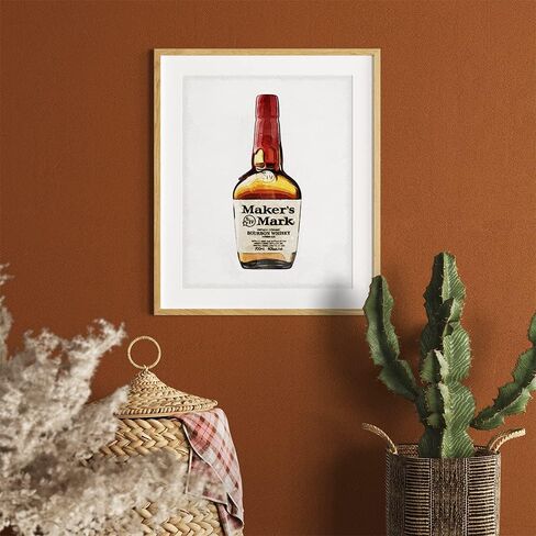 طباعة فنية بالألوان المائية من Maker's Mark Bourbon - نمط كنتاكي ديربي - رائعة للبار والمطاعم وكهف الرجال وجامعي بوربون in Kuwait