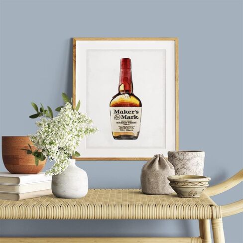 طباعة فنية بالألوان المائية من Maker's Mark Bourbon - نمط كنتاكي ديربي - رائعة للبار والمطاعم وكهف الرجال وجامعي بوربون in Kuwait