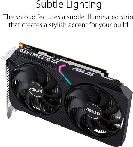 بطاقة رسومات ASUS Dual NVIDIA GeForce GTX 1650 Mini OC Edition Gaming CSM (PCIe 3.0، ذاكرة GDDR6 سعة 4 جيجابايت، HDMI، DisplayPort، DVI-D، لمجموعة Intel NUC 9 Extreme Kit، ومجموعة Intel NUC 9 Pro، وهيكل صغير) in Saudi Arabia