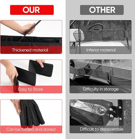 سلة تخزين داخلية أمامية لعربة الجولف، بدون حفر، منظم صينية داش قابلة للطي، عالمي متوافق مع EZGO، Club Car، نموذج Kandi Electirc in Kuwait