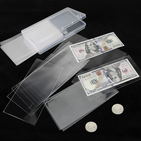 حافظة نقود بلاستيكية للفواتير، 100 قطعة من ورق الأوراق النقدية بأكمام شفافة مع حاوية تخزين لفواتير الدولار والأوراق النقدية والإشارة المرجعية والطوابع والفواتير والإيصالات ومجموعة البطاقات in Kuwait