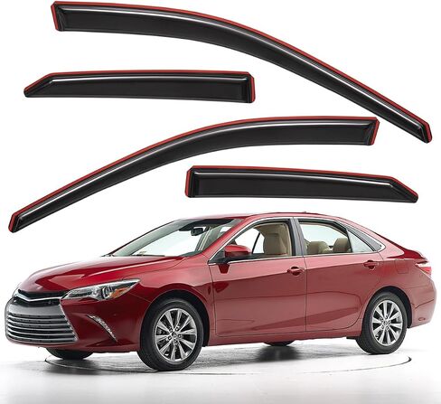 Lightronic WV194629 in-Channel Side Window Deflectors & Visors Vent Rain Guards, Dark Smoke, 4-Pieces Set, Fits 2015-2017 Toyota Camry in Saudi Arabia