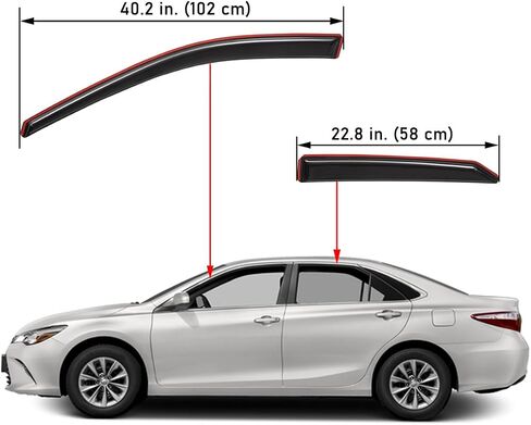 Lightronic WV194629 in-Channel Side Window Deflectors & Visors Vent Rain Guards, Dark Smoke, 4-Pieces Set, Fits 2015-2017 Toyota Camry in Saudi Arabia
