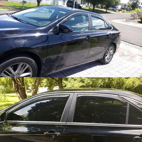 Lightronic WV194629 in-Channel Side Window Deflectors & Visors Vent Rain Guards, Dark Smoke, 4-Pieces Set, Fits 2015-2017 Toyota Camry in Saudi Arabia