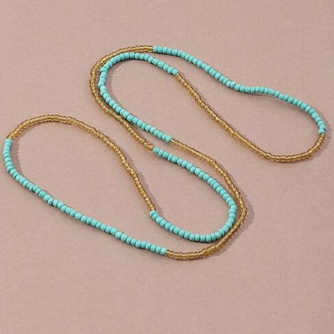 Bohemia Beaded African Multicolor Rainbow Anklets Bracelets Glass Bead Anklet Bracelet Elastic Foot and Hand Chain Summer Foot Jewelry for Women and Girls in Kuwait