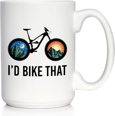 كوب I'd Bike That Coffee - ديكور بطابع الدراجة وهدايا لسائقي الدراجات الجبلية - كوب سيراميك أبيض كبير بوزن 15 أونصة in Kuwait