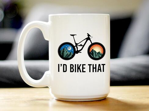كوب I'd Bike That Coffee - ديكور بطابع الدراجة وهدايا لسائقي الدراجات الجبلية - كوب سيراميك أبيض كبير بوزن 15 أونصة in Kuwait