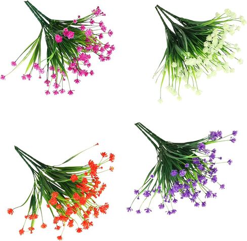 12 Bundles Artificial Flowers Colorful Spring Grass Camellia Plastic Plants UV Resistant Shrubs Outside Indoor Home Kitchen Wedding Decorations 1 in Saudi Arabia
