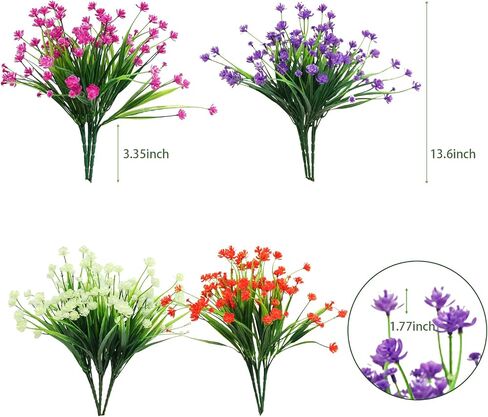 12 Bundles Artificial Flowers Colorful Spring Grass Camellia Plastic Plants UV Resistant Shrubs Outside Indoor Home Kitchen Wedding Decorations 1 in Saudi Arabia