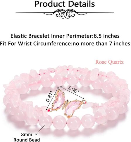 Top Plaza Amethyst Bracelet Healing Crystal Stone Bracelet for Women Girls 8mm Crystal Beads Butterfly Charms Stretch Bracelet Handmade Energy Gemstone Bracelet Jewelry in Saudi Arabia