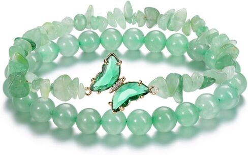 Top Plaza Amethyst Bracelet Healing Crystal Stone Bracelet for Women Girls 8mm Crystal Beads Butterfly Charms Stretch Bracelet Handmade Energy Gemstone Bracelet Jewelry in Saudi Arabia