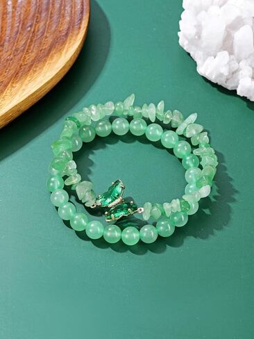 Top Plaza Amethyst Bracelet Healing Crystal Stone Bracelet for Women Girls 8mm Crystal Beads Butterfly Charms Stretch Bracelet Handmade Energy Gemstone Bracelet Jewelry in Saudi Arabia