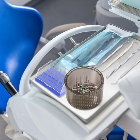 Annhua Dental Bur Holder Cleaner with Strainer, Round Soak Box for Burs Cleaning, Soaking - White in Saudi Arabia