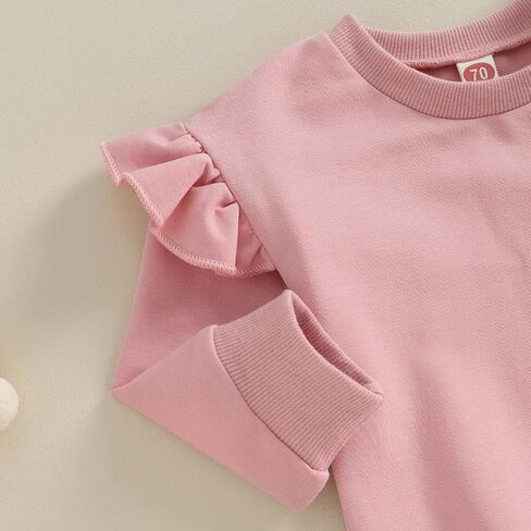 Fall Baby Girl Clothes Ruffle Sleeve Sweatshirt Top Solid Casual Pants 2Pcs Toddler Girl Sweatsuit Winter Clothing in Saudi Arabia