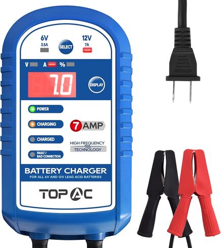 12V/7 Amp，6V/3.5Amp Car Battery Charger,Smart Fully Automatic Battery Charger Maintainer Trickle Charger and Float Charger for Car Truck Motorcycle Lawn Mower Boat, Lead Acid Batteries in Kuwait