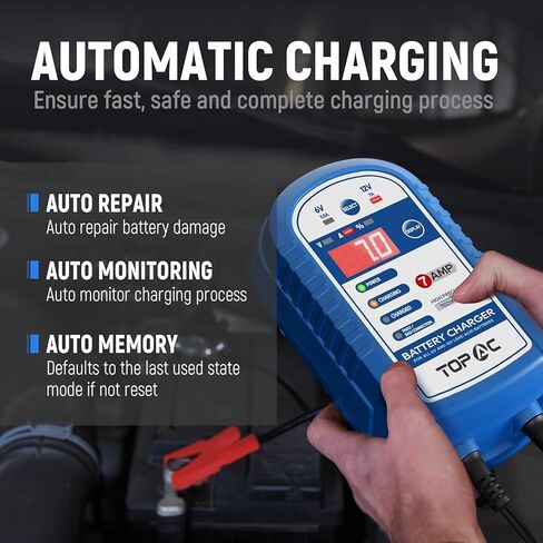 12V/7 Amp，6V/3.5Amp Car Battery Charger,Smart Fully Automatic Battery Charger Maintainer Trickle Charger and Float Charger for Car Truck Motorcycle Lawn Mower Boat, Lead Acid Batteries in Kuwait