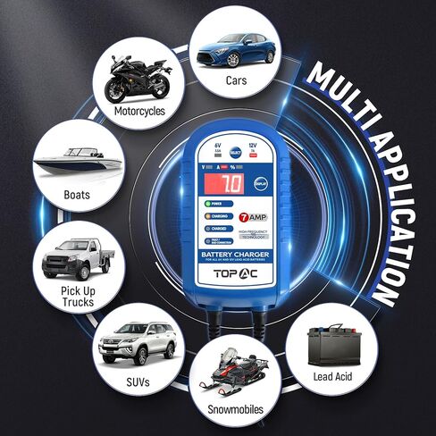 12V/7 Amp，6V/3.5Amp Car Battery Charger,Smart Fully Automatic Battery Charger Maintainer Trickle Charger and Float Charger for Car Truck Motorcycle Lawn Mower Boat, Lead Acid Batteries in Kuwait
