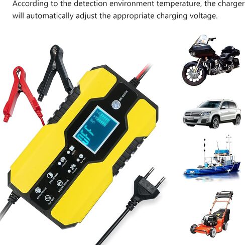 TONSIM شاحن بطارية السيارة Genius 10 أمبير شواحن بطاريات السيارات 24 فولت و 12 فولت شاحن بطارية دراجة نارية البحرية شاحن بطارية قارب تعويض درجة الحرارة - أحمر in Kuwait