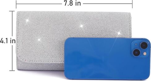 5Pcs Silver Clutch Purses Jewelry Set for Women Pearl Necklace Earrings Bracelets Crown Set Sparkly Prom Evening Bag Formal Wedding Handbags with Chain in Saudi Arabia