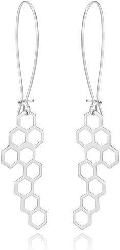 10K Gold Color Honeycomb Dangle Earring 3 Tone in Saudi Arabia
