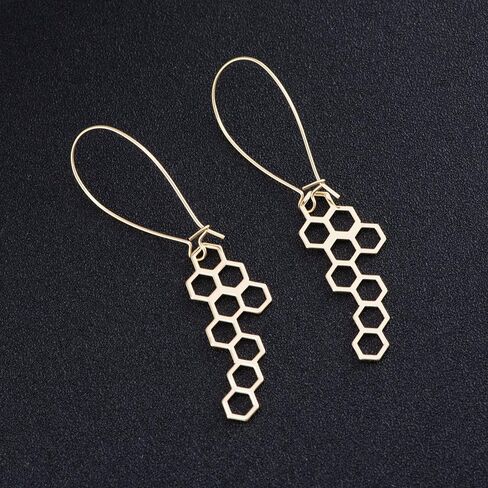 10K Gold Color Honeycomb Dangle Earring 3 Tone in Saudi Arabia