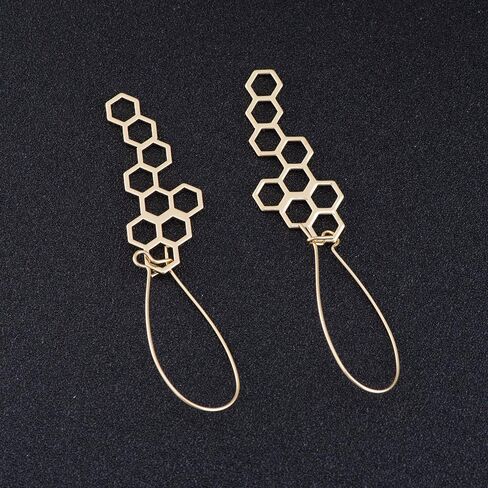 10K Gold Color Honeycomb Dangle Earring 3 Tone in Saudi Arabia