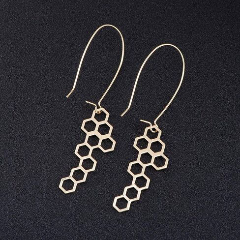 10K Gold Color Honeycomb Dangle Earring 3 Tone in Saudi Arabia