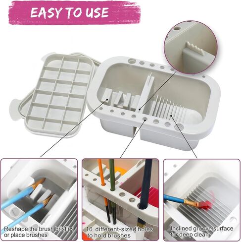 Paint Brush Cleaner, with Tray Palette Lid, 10 PCS Paint Brushes, 2 Art Sponges for Acrylic, Watercolor, Oil, Gouache Painting (rectangular) in Saudi Arabia