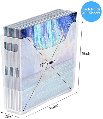 3 Pack 12x12 Paper Storage Organizer with Wheels, Plastic Scrapbook Paper Storage, Portable Scrapbook Storage Bin for Scrapbook Papers, Documents, Vinyl Sheets,Cardstocks in Kuwait