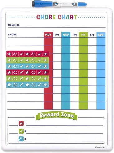 U Brands Contempo Magnetic Dry Erase Chore Chart, 11 x 14 Inches, White Frame (3603U00-04) in Saudi Arabia