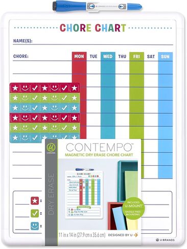 U Brands Contempo Magnetic Dry Erase Chore Chart, 11 x 14 Inches, White Frame (3603U00-04) in Saudi Arabia
