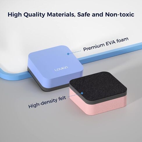 loukin Mini Magnetic Dry Erase Eraser 12 Pack (1 Bottle of 3.4 fl oz Whiteboard Cleaner Included), Small White Board Eraser, Chalkboard Glass Board Erasers, for Classrooms, Home, Office (4 Colors) in Kuwait