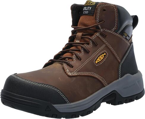 حذاء KEEN Utility الرجالي Evanston مقاس 6 بوصات مصنوع من جلد ESD ومقدمة مركبة ومتينة للعمل in Kuwait