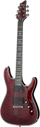مجموعة جيتار كهربائي Schecter Hellraiser C-1 مكون من 6 أوتار (اليد اليمنى، كرز أسود) مع حقيبة حمل ذات هيكل صلب (قطعتان) in Kuwait