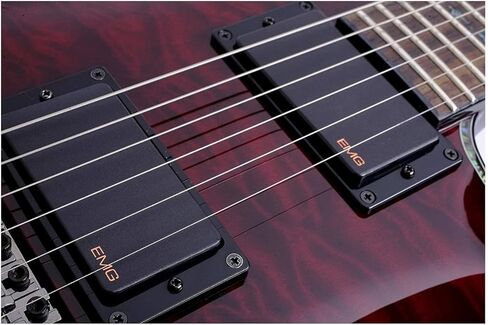 مجموعة جيتار كهربائي Schecter Hellraiser C-1 مكون من 6 أوتار (اليد اليمنى، كرز أسود) مع حقيبة حمل ذات هيكل صلب (قطعتان) in Kuwait
